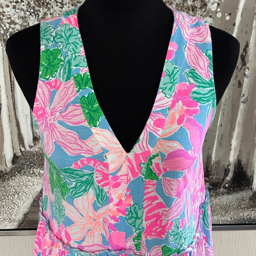 Lilly Pulitzer Women's Lorina Floral V-Neck A-Line 100% Cotton Dress - XS - Picture 5 of 10